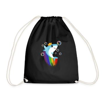 Rainbow Shark - Drawstring Bag - black - Front