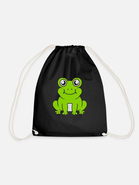 Comic süßer Frosch sitzend - Turnbeutel - Schwarz