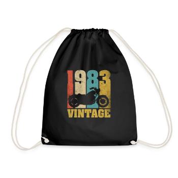1983 Jahrgang Geburtstag Biker Motorrad Geschenk - Turnbeutel - Schwarz - Vorne