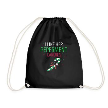 I Like Her Peperment Candies Funny Christmas - Drawstring Bag - black - Front