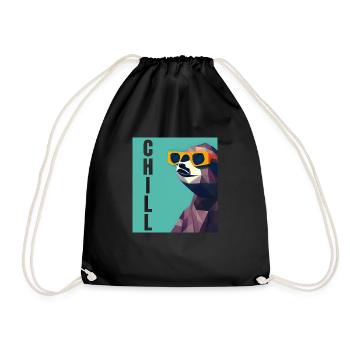Cool Comic Portrait Sloth with sunglasses chill - Drawstring Bag - black - Front