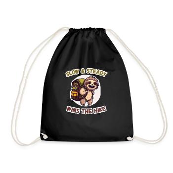 Slow and steady wins the hike sloth 3 - Drawstring Bag - black - Front