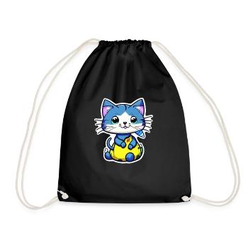chat kawaii - mignon - manga - Sac de sport léger - noir - Devant