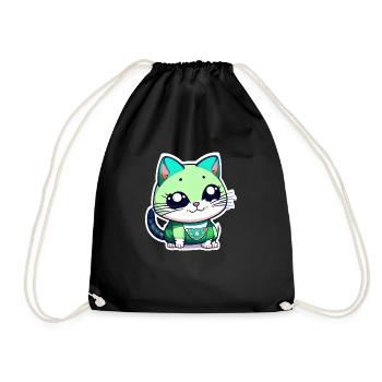un mignon petit chat kawaii - manga - Sac de sport léger - noir - Devant