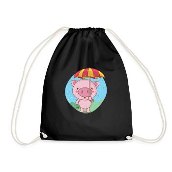 oink oink Regenzeit - Turnbeutel - Schwarz - Vorne