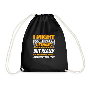 Hardcourt Bike Polo Fun Gift - Drawstring Bag - black - Front