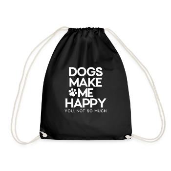Hunde machen mich glücklich - liebe Hunde, Hundeliebhaber - Turnbeutel - Schwarz - Vorne