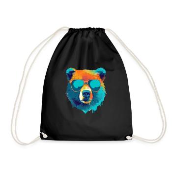 Bill the bespectacled bear - Drawstring Bag - black - Front