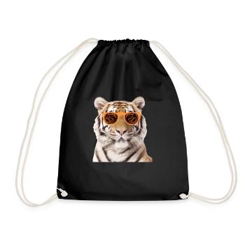 Titi the spectacled tiger - Drawstring Bag - black - Front