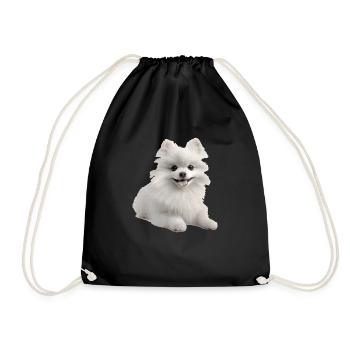 Weißer Pomeranian Geschenk - Turnbeutel - Schwarz - Vorne