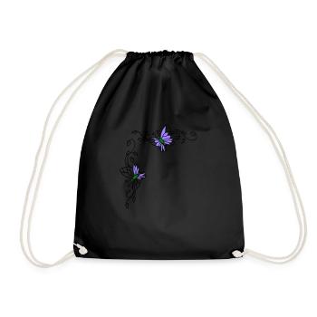 Papillons avec vrilles florales - Sac de sport léger - noir - Devant