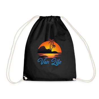 Van Life Sunset Beach Design - Drawstring Bag - black - Front
