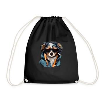Urban Paws: Streetwise Dog Vibes | Dog lovers - Drawstring Bag - black - Front