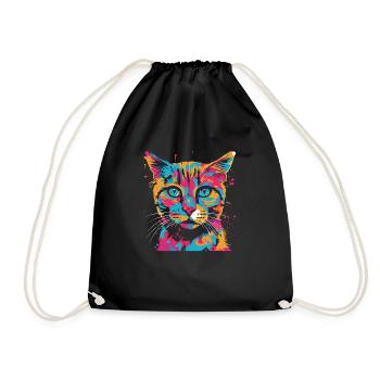 Katze bunt Haustier - Turnbeutel - Schwarz - Vorne