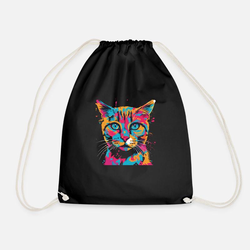 Katze bunt Haustier - Turnbeutel - Schwarz