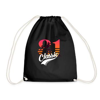 Vintage 1981-81st Birthday - Drawstring Bag - black - Front