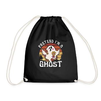 Cute Groovy Ghost Halloween Costume, Pretend I'm - Drawstring Bag - black - Front