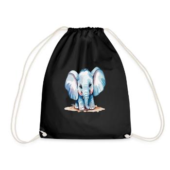 Éléphant à l’aquarelle - Sac de sport léger - noir - Devant