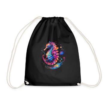 Conception d’hippocampe dans des couleurs vives animaux marins - Sac de sport léger - noir - Devant