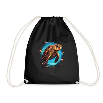 Sea Turtle Xmas Lights, Love turtles - Drawstring Bag - black - Front