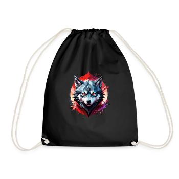 Wolf Tattoo - Drawstring Bag - black - Front