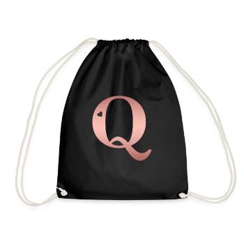 letter Q rose gold - Drawstring Bag - black - Front