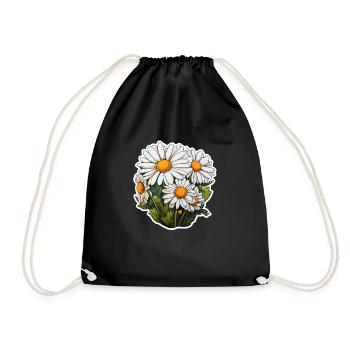 Daisies 5 flowers - Drawstring Bag - black - Front