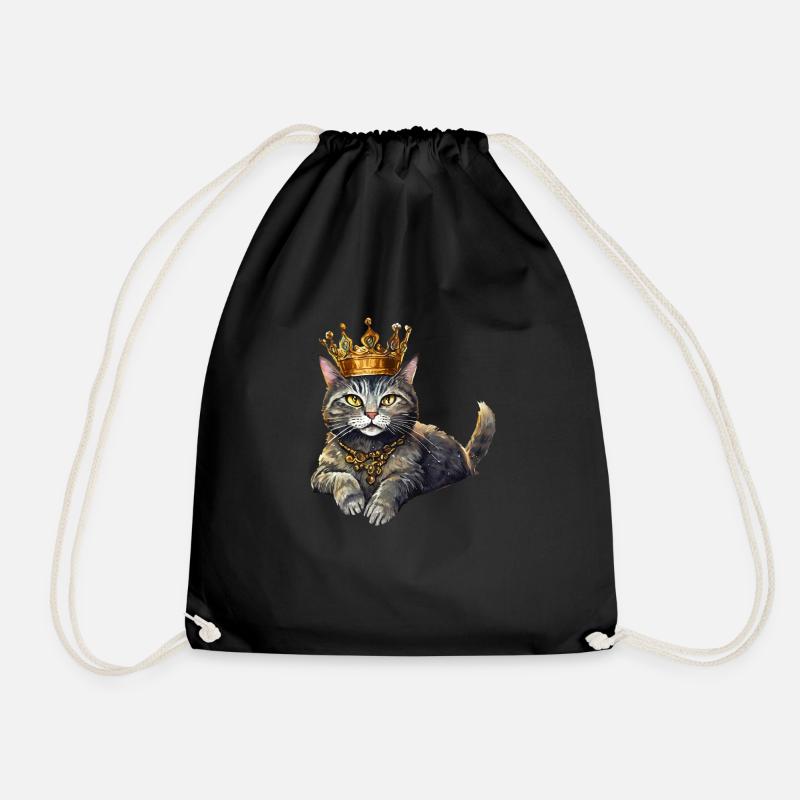 Katze mit Krone - Turnbeutel - Schwarz