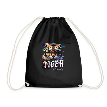 Tiger inside. - Drawstring Bag - black - Front