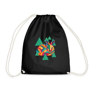 Dessin d’une biche colorée parmi les arbres - Sac de sport léger - noir - Devant