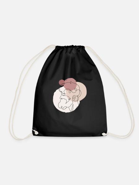 Men's Line Art - Drawstring Bag - black