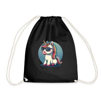 lustiges Einhorn Regenbogen Einhorn - Turnbeutel - Schwarz - Vorne