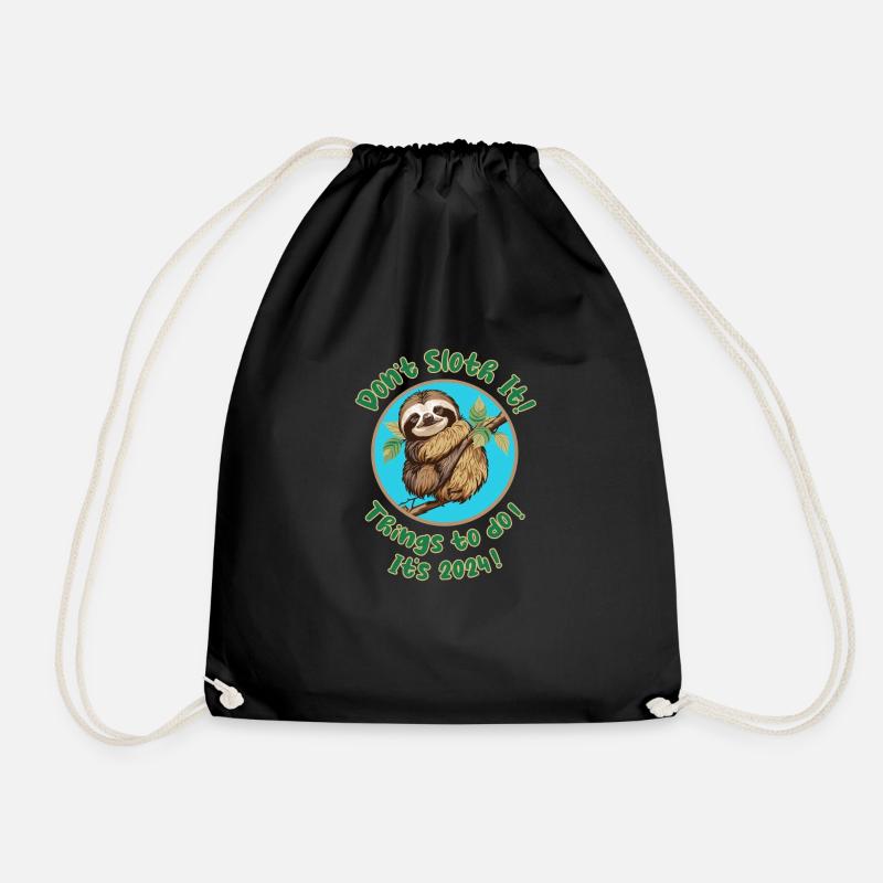Don't Sloth it! - Drawstring Bag - black