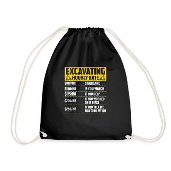 Excavating -Hourly Rate- Driver Excavator - Drawstring Bag - black - Front