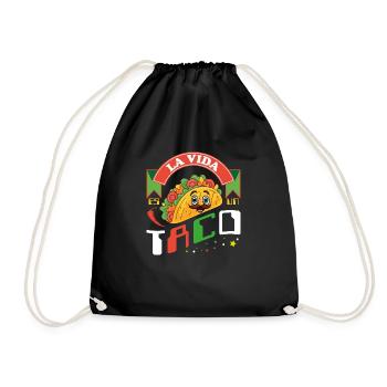 Lustiger Spruch auf Spanish - La vida es un Taco - Turnbeutel - Schwarz - Vorne