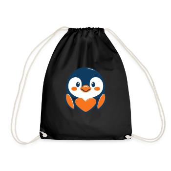 Penguin love in cartoon style! - Drawstring Bag - black - Front
