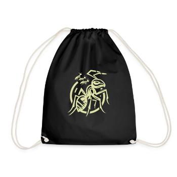 animal beast wildlife animal species art forest flora - Drawstring Bag - black - Front