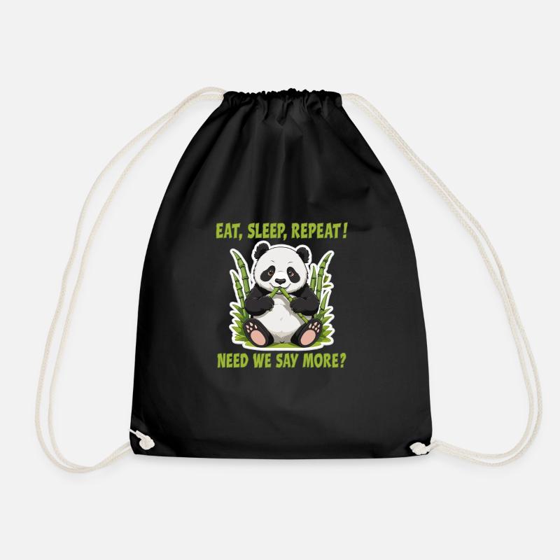 Eat, Sleep, Repeat! Need we say more? - Drawstring Bag - black