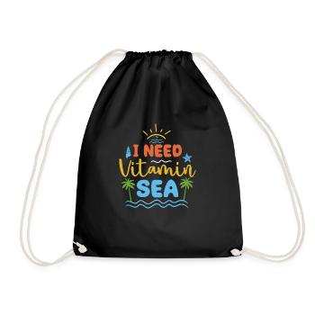 I NEED VITAMIN "SEA" - Drawstring Bag - black - Front