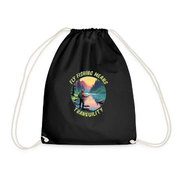 Fly Fishing Means Tranquility - Drawstring Bag - black - Front