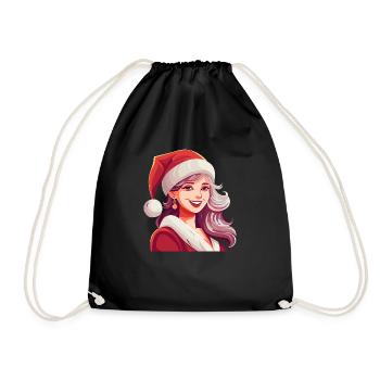 Weihnachtsfrau – Der Weihnachtsmann als Frau - Turnbeutel - Schwarz - Vorne