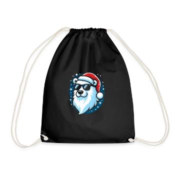Christmas Cool Polar Bear Head - Drawstring Bag - black - Front