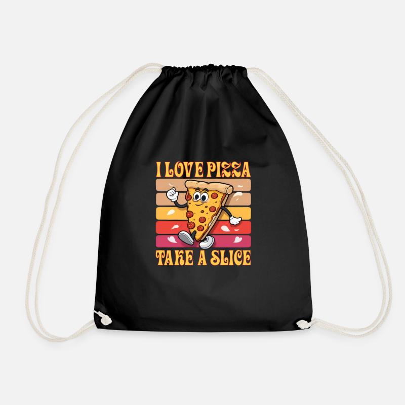 I Love Pizza Take a Slice - Drawstring Bag - black