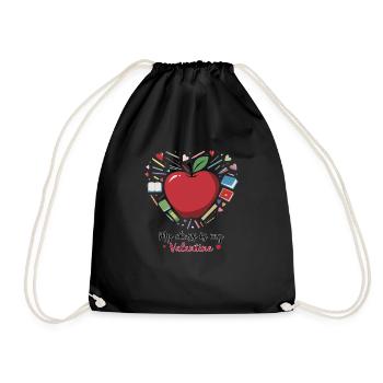 Teacher's Valentine Heart - Drawstring Bag - black - Front