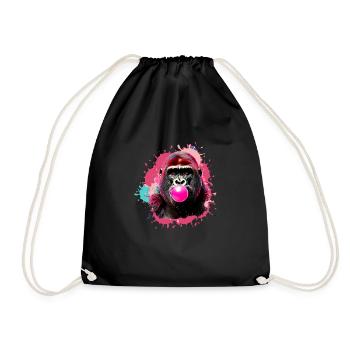 Gorilla,Graffiti,illustration,Kaugummi,Blase - Turnbeutel - Schwarz - Vorne