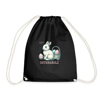 🐰 Osterhäsli – Vintage Schweizer Osterdesign - Turnbeutel - Schwarz - Vorne