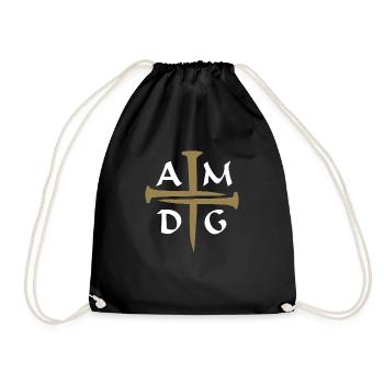 Three Nails Cross AMDG - Drawstring Bag - black - Front