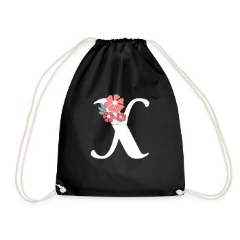 Minimalist Letter x Flowers - Drawstring Bag - black - Front