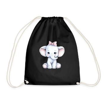 Mignon bébé éléphant - Sac de sport léger - noir - Devant