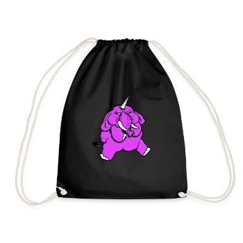 Unicorn, elephant, bad-tempered, angry, sad - Drawstring Bag - black - Front